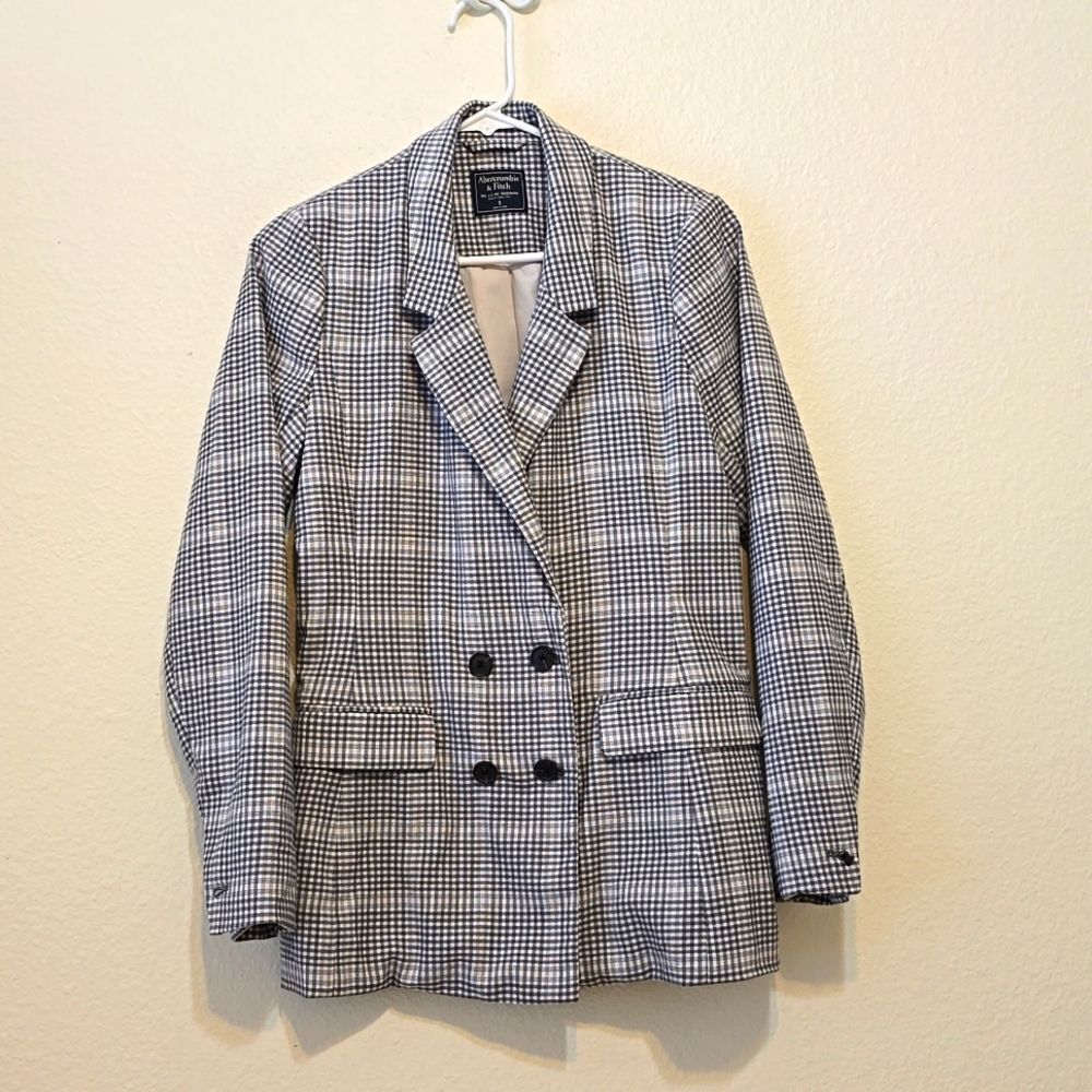 Abercrombie and Fitch Double breasted plaid‎ blazer S